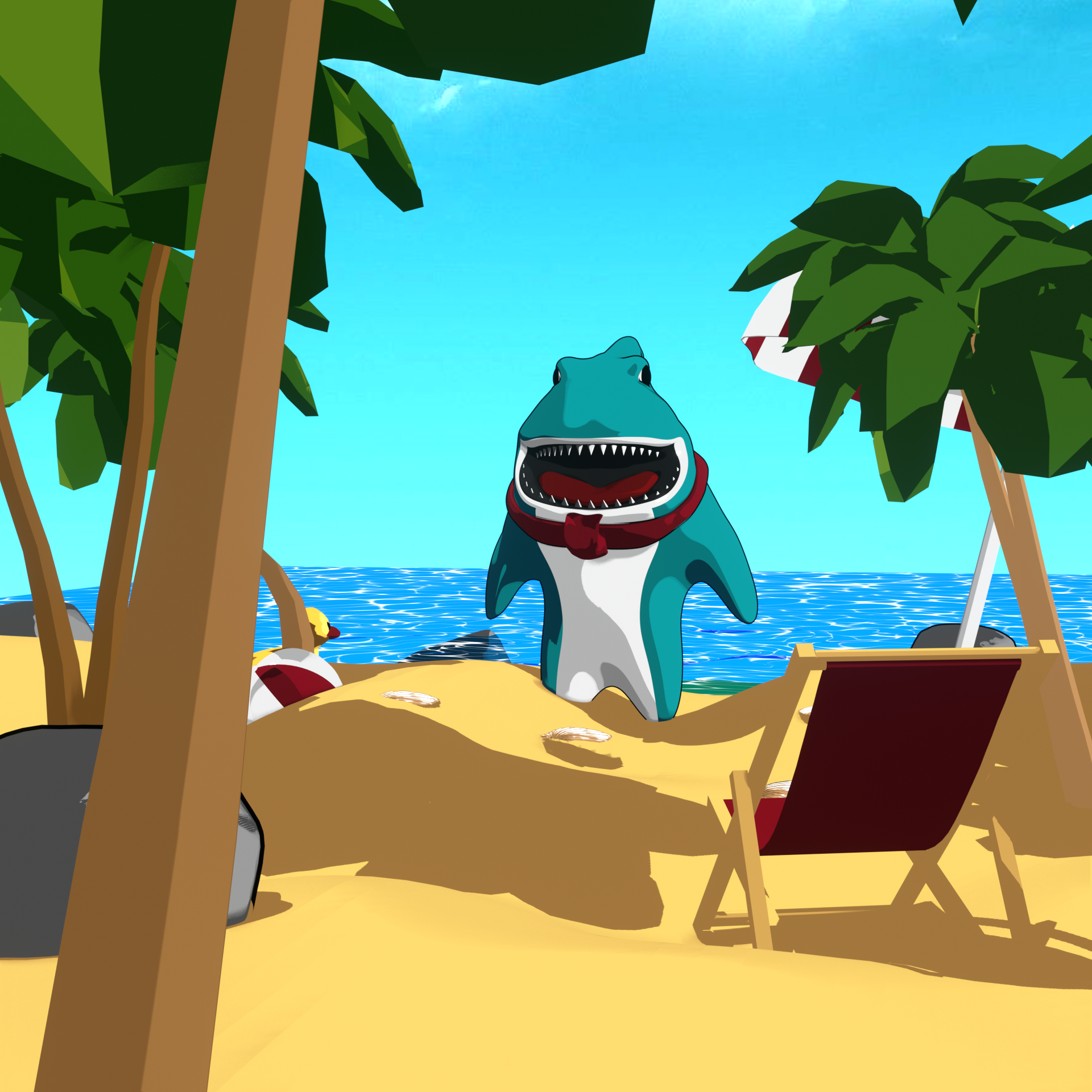 Anime Shark having fun at the beach preview image 1